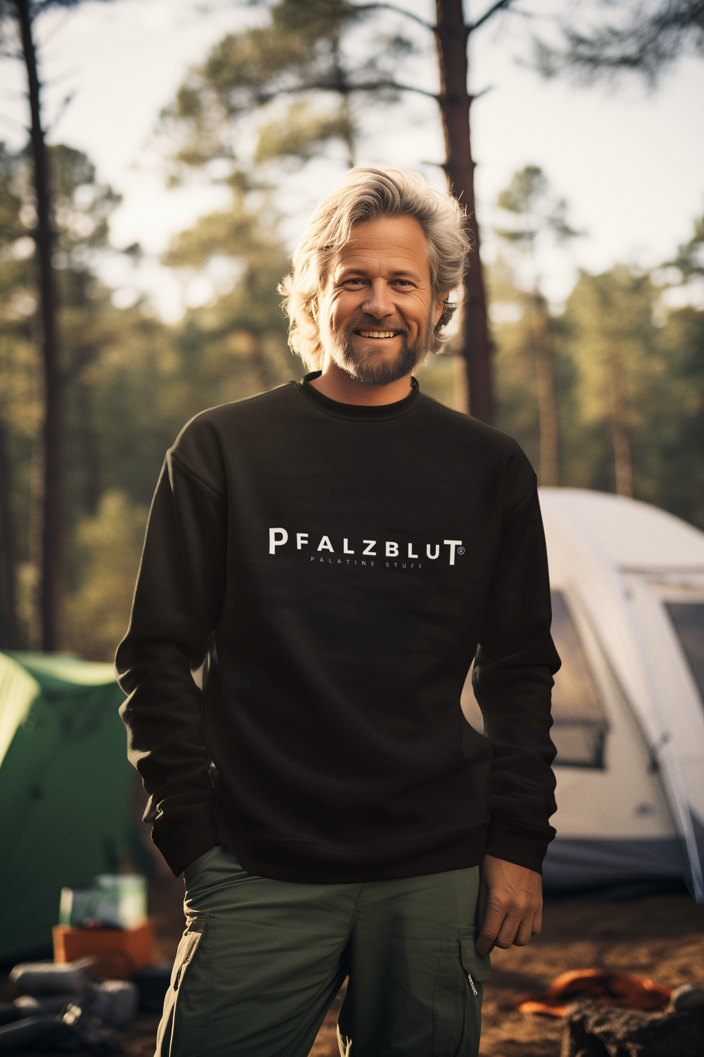 Herren Sweatshirt Pfalzblut Logo Weiss