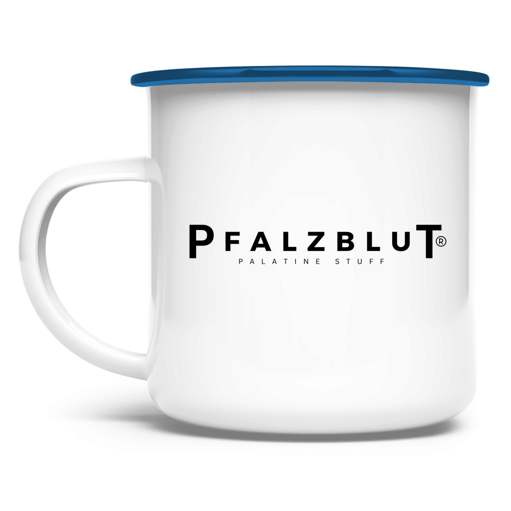 Emaille Tasse Pfalzblut Logo Schwarz