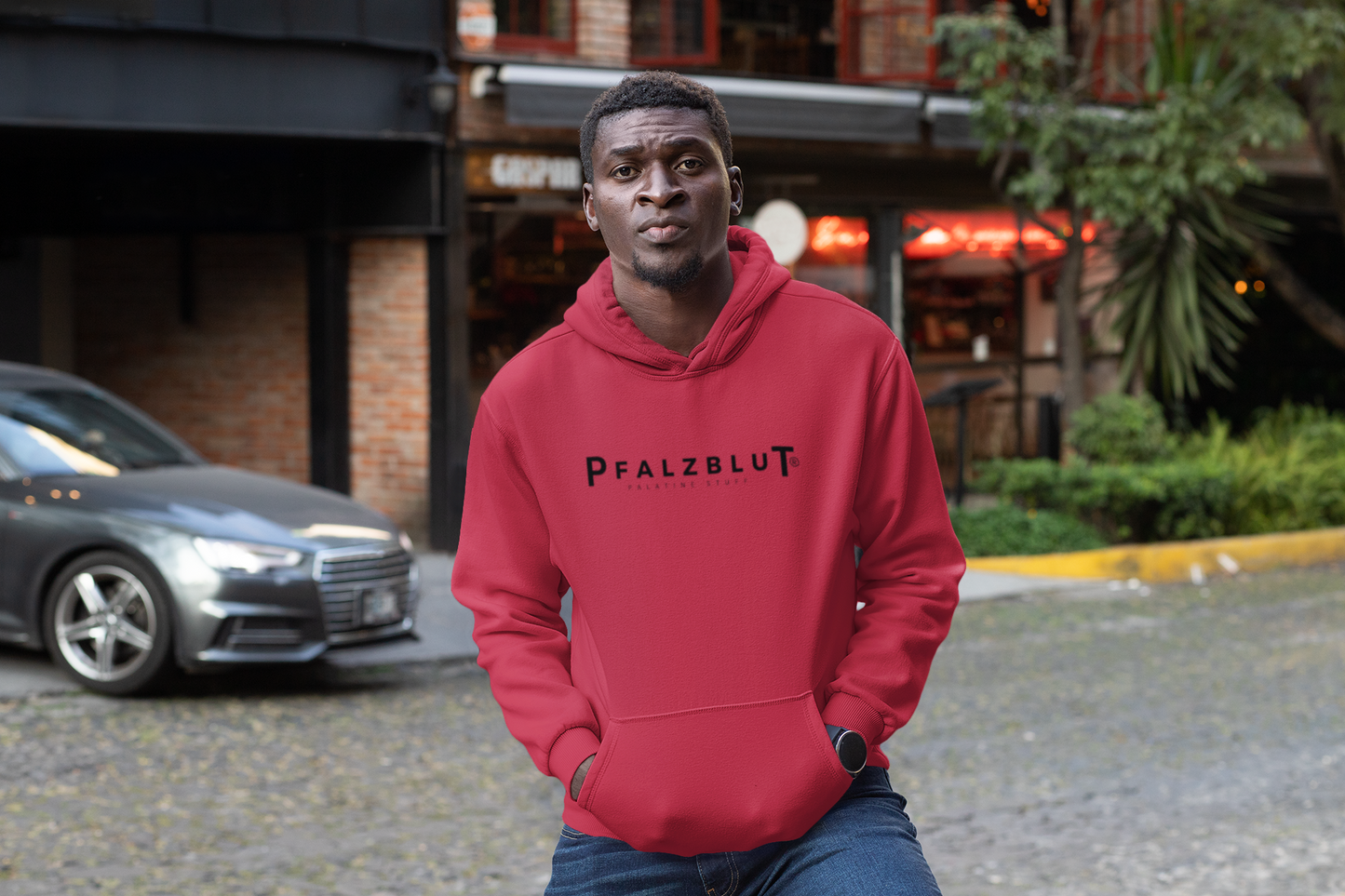 Herren Hoodie Pfalzblut Logo Schwarz