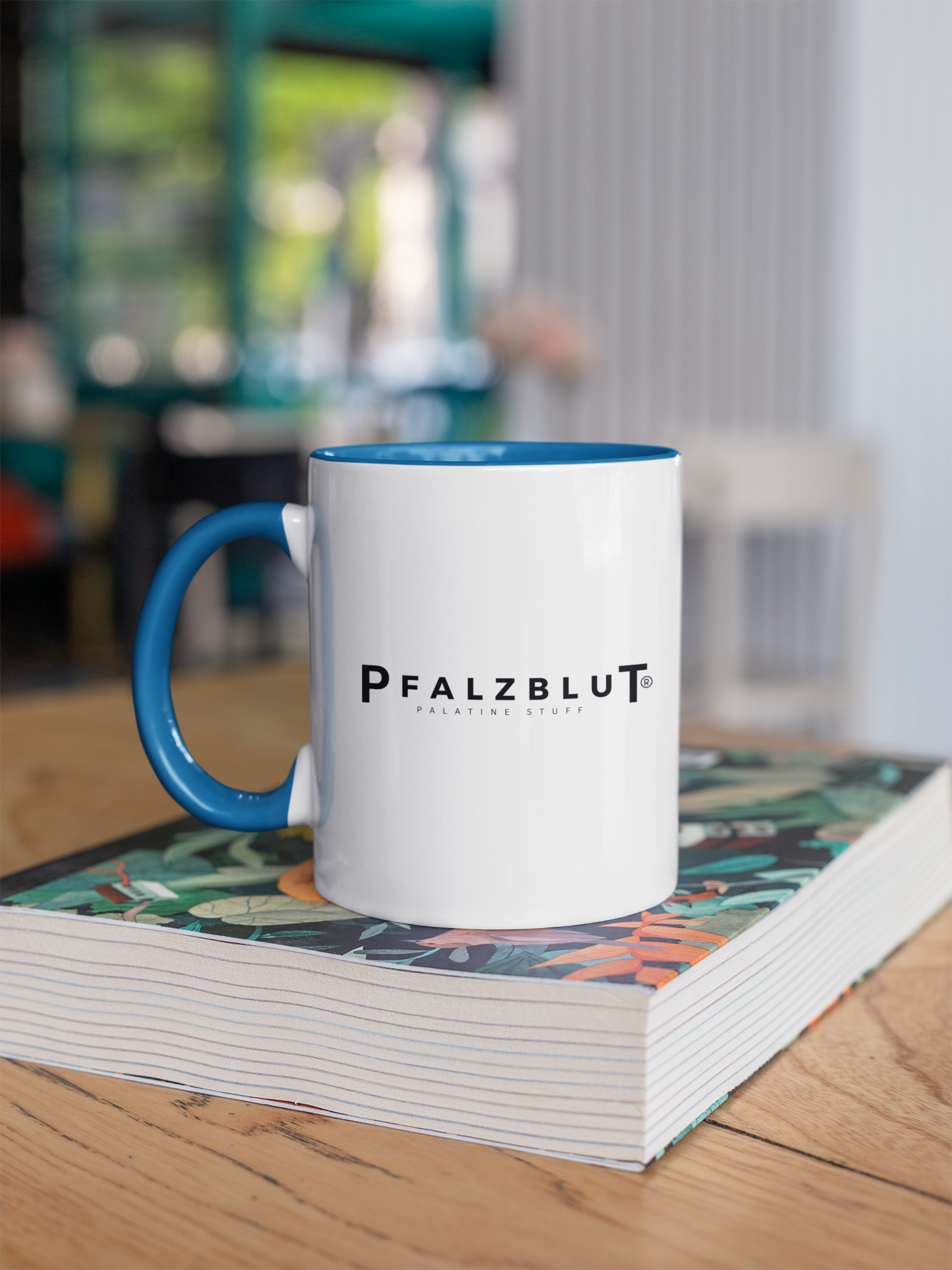 Tasse zweifarbig Pfalzblut Logo