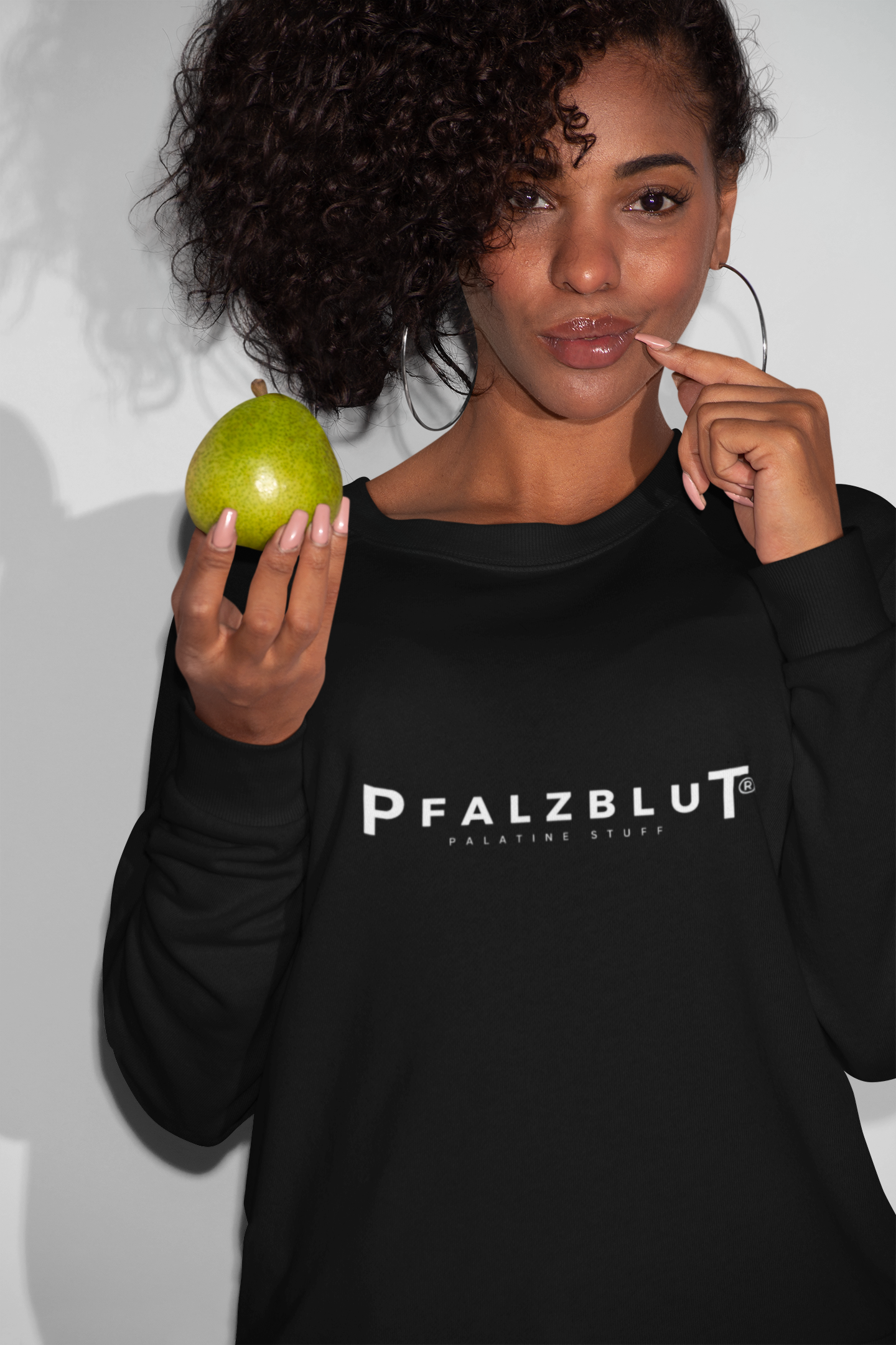 Damen Sweatshirt Pfalzblut Logo Weiss